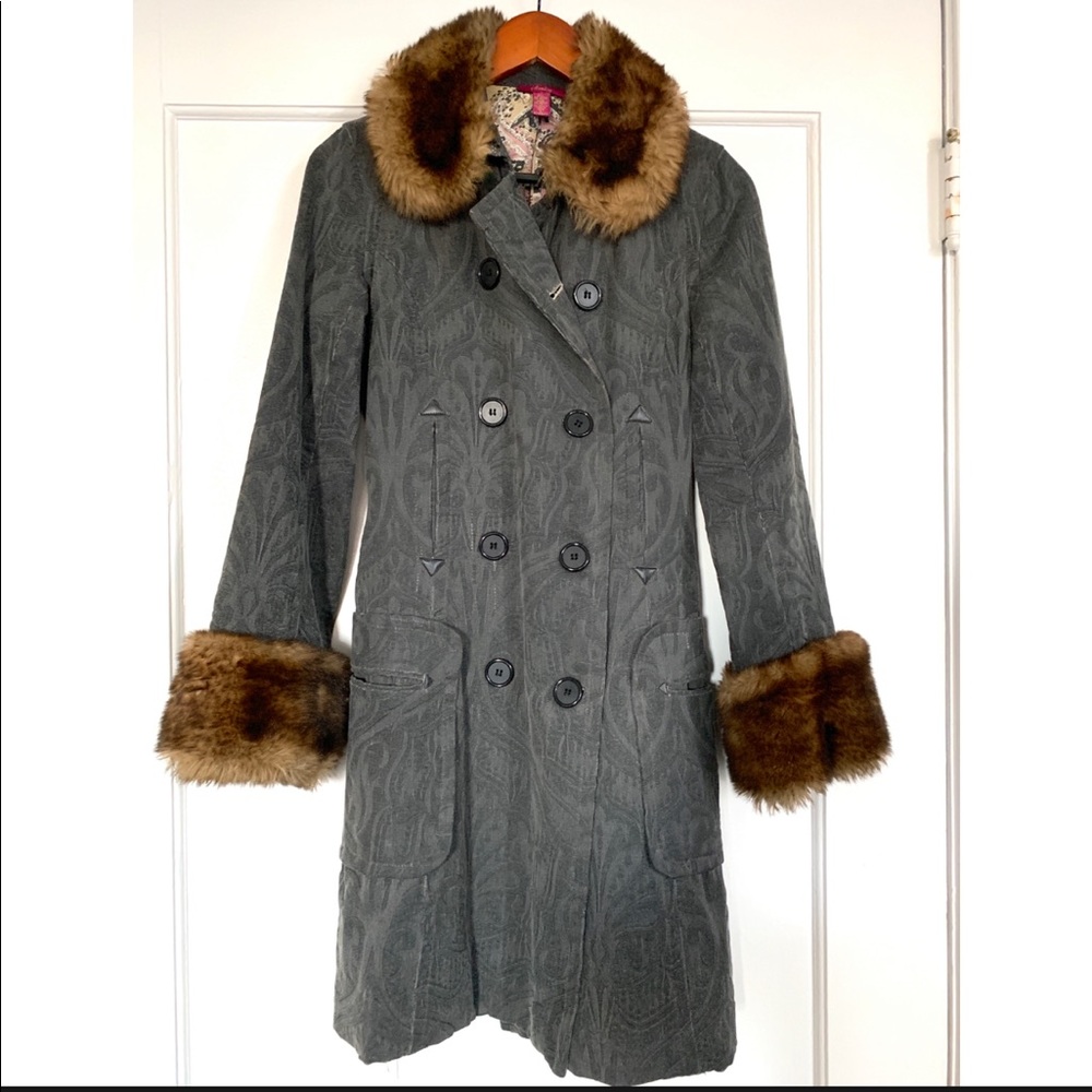 Amazing Jacquard Coat Fur Trim Anthropologie